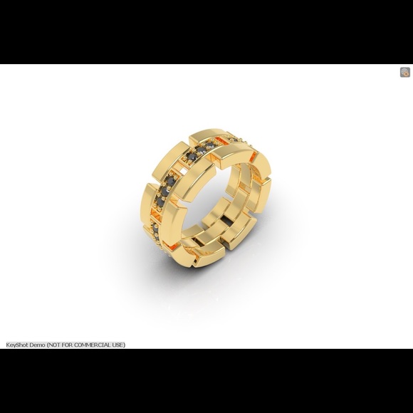 Men's Solid Silver Block Eternity Ring Stackable Cubic Zirconia - Picture 5 of 8